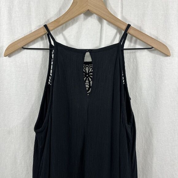 Maurices Black Crochet Lace Halter Crinkle Tank Shift Dress Womens Size S - Picture 10 of 10